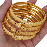 Set of 4 Button Buckle Stylish  Golden-Tone Bangles For women's Daily wearing