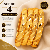 Set of 4 Elegant Golden-Tone Bangles - Stylish Open Cuff Design for Women💛