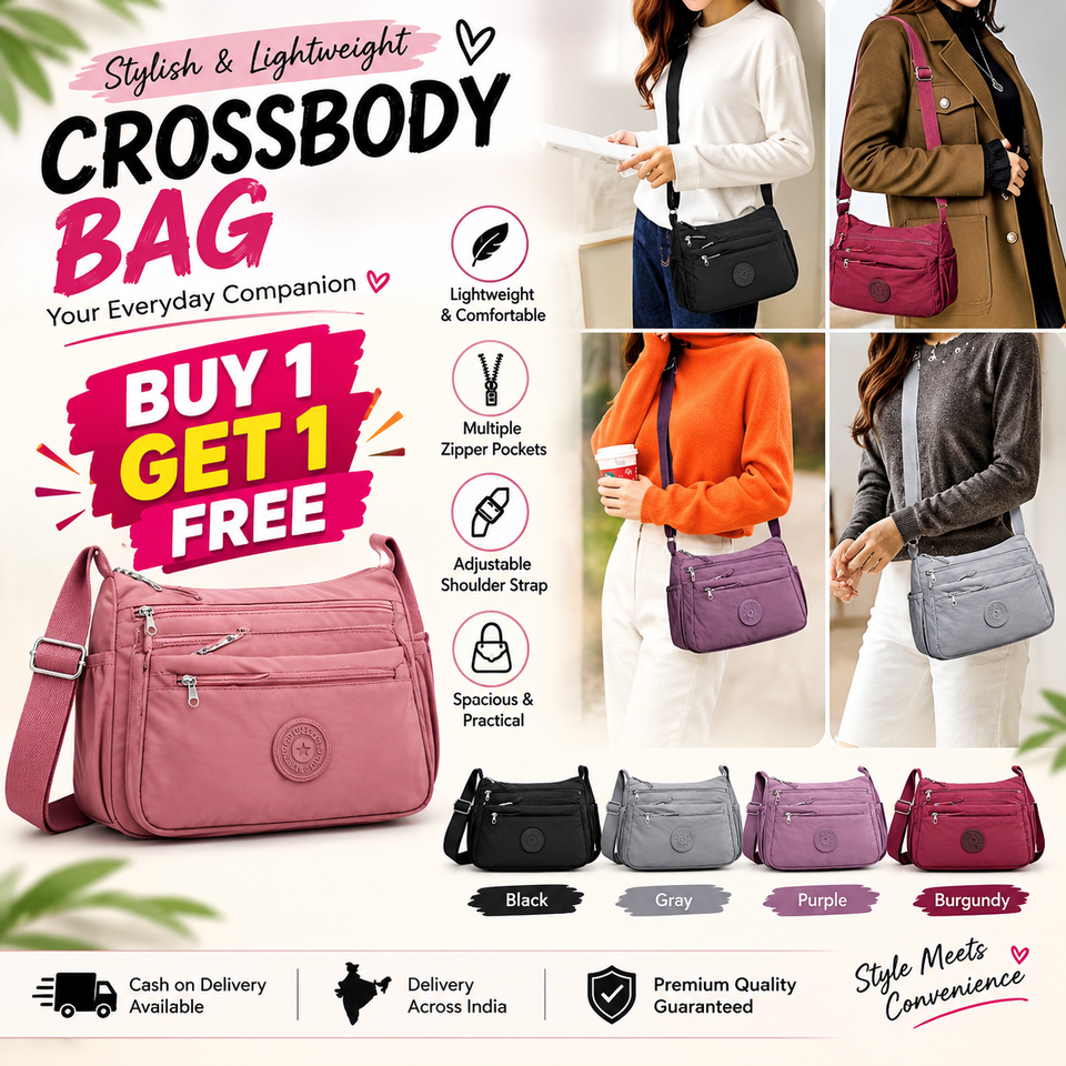 (BUY 1 GET 1 FREE) Stylish Lightweight Multi-Pocket Crossbody Bag