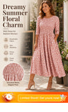 { Buy 1 Get 1 Free } Women's Smocked Floral Print Dress