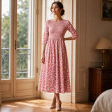 { Buy 1 Get 1 Free } Women's Smocked Floral Print Dress