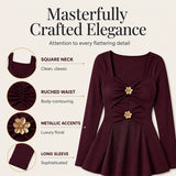 Women's V-Neck Peplum Top with Flower Accents {Combo of 3 }