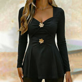 Women's V-Neck Peplum Top with Flower Accents {Combo of 3 }